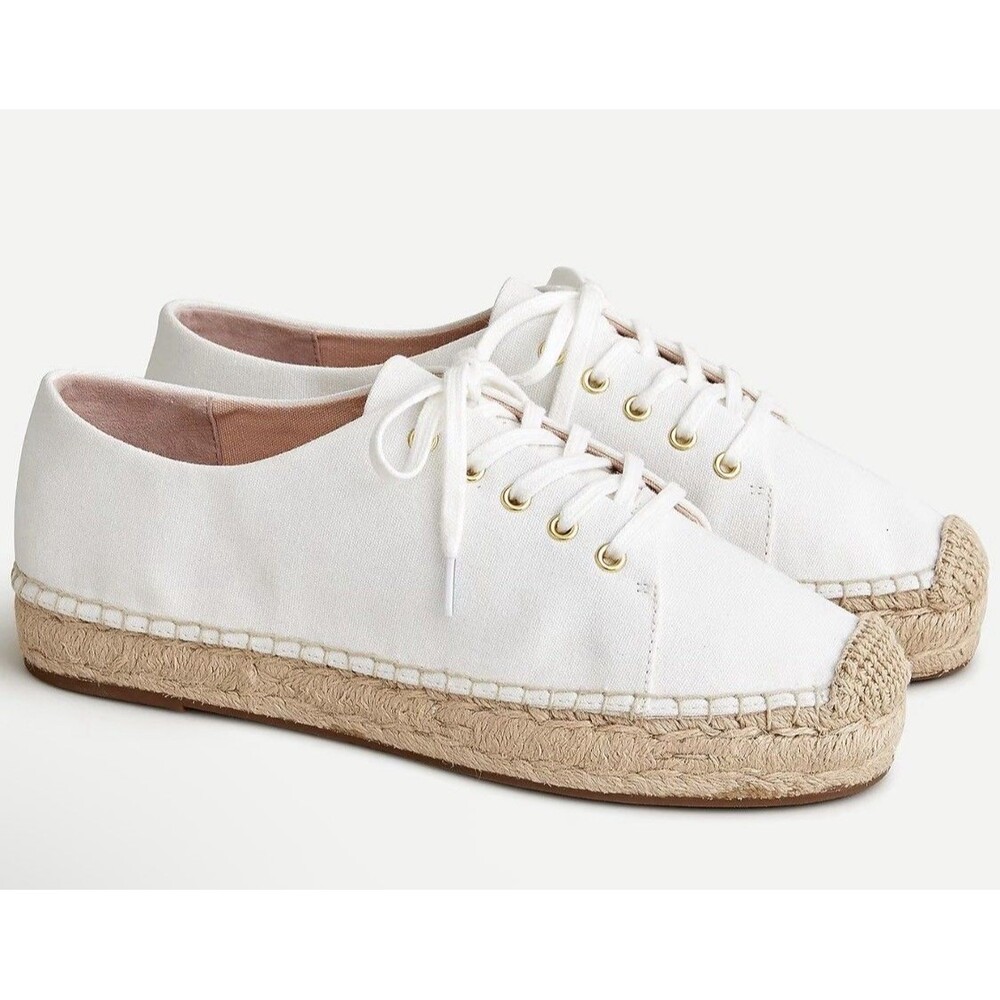 NIB Women J Crew Canvas Sneakerdrille White Sz 11 $118 MSRP